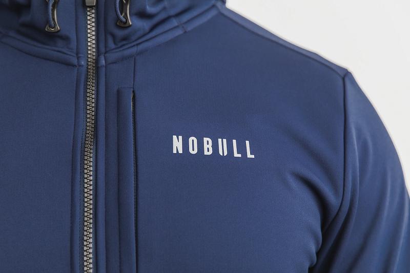 Men's Nobull Softshell Hoodie Blue | SG H2523A